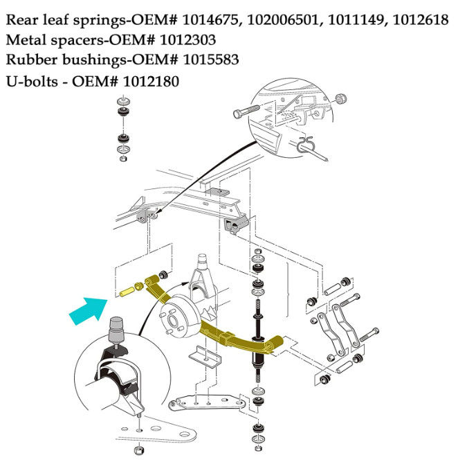 Scaffalatura a 4 foglie posteriore con maniche per auto da club DS Golf Cart 1014675