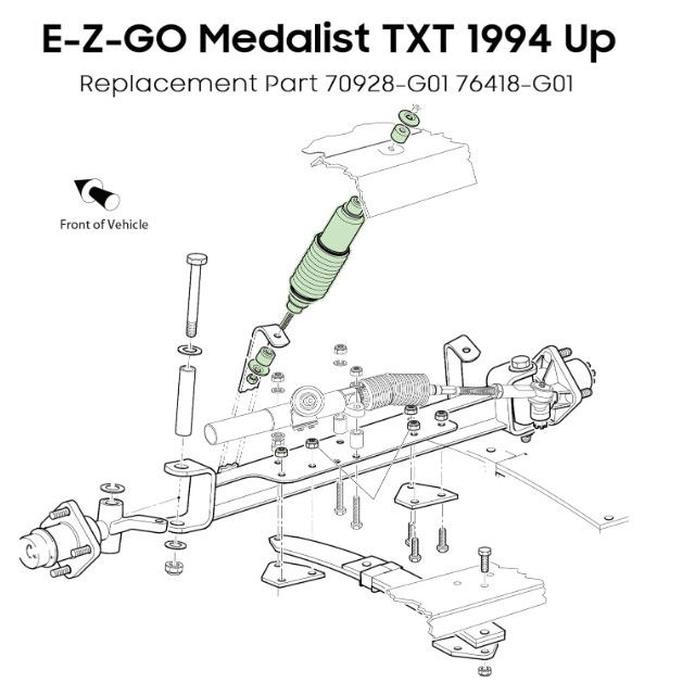 Golf Cart Heavy Duty Coil Front / Rear Shock Absorber per EZGO TXT 94-up 70928G01
